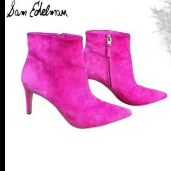 Sam Edelman Hot Pink High Heel Ankle Boot Ulyssa Ulissa Bootie Shoe Women 7 - Picture 1 of 11